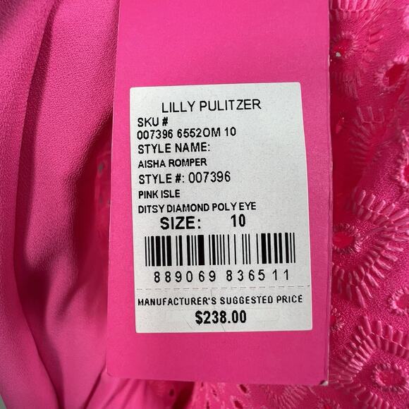 Lilly Pulitzer Fluorescent Neon Pink Aisha Romper Size 10 NWT Shorts Under Dress - Picture 12 of 16